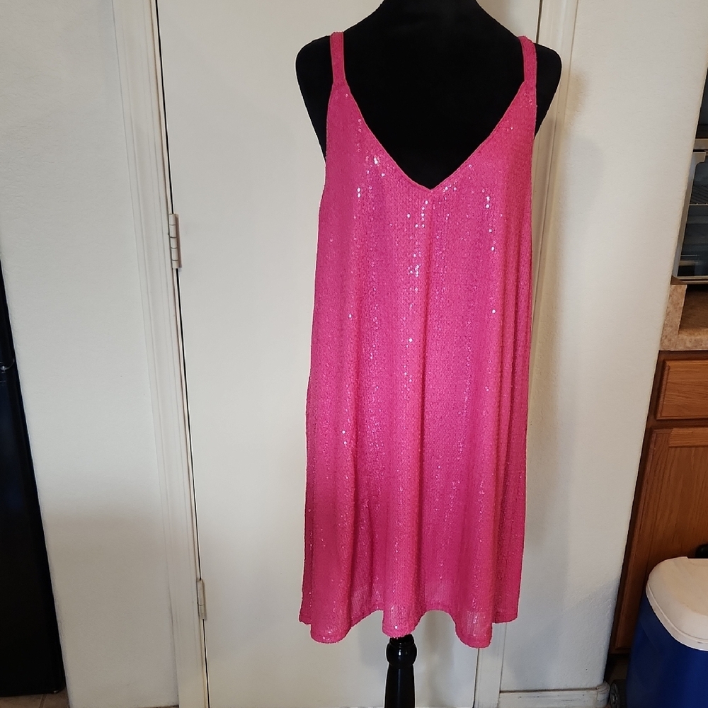 Pink Sequin Sleeveless Dress, S-M?